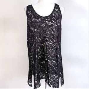 Mossimo Supply Co. Black Lace Tunic, Women's Large